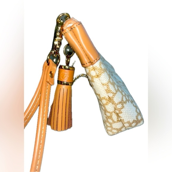 Spartina 449 Garden House Tassel Wristlet, Leather and Canvas, NWOT